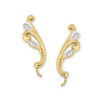 Diamond Accent Scroll Ear Pin Earrings 14k Yellow Gold
