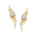 14k Yellow Gold Cubic Zirconia Ornate Ear Pin Earrings