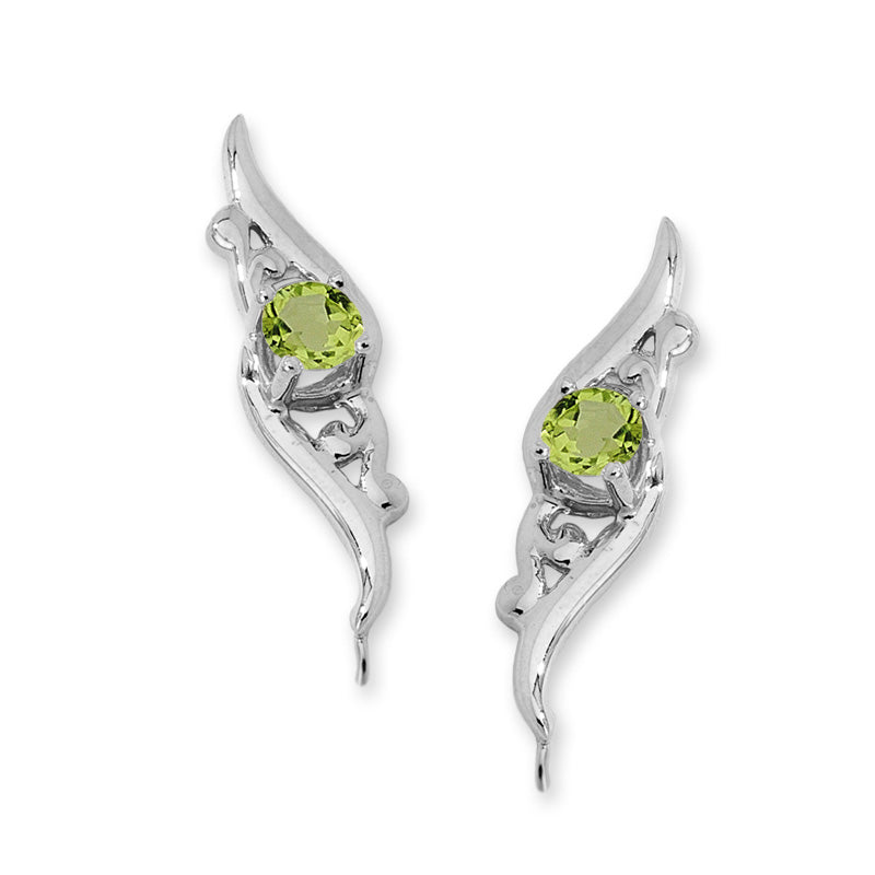 Peridot Ear Pin Earrings in 14k Yellow Gold 
