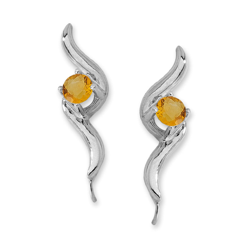 Citrine Ear Pin Earrings in 14k Yellow Gold 