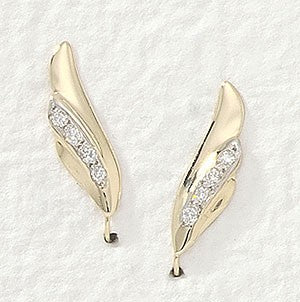 Diamond Ear Climber Earrings - Ear Pin - 14k Yellow Gold - Style 3824-016L--