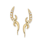 14k Yellow Gold Cubic Zirconia Kissing Curves Ear Pin Earrings