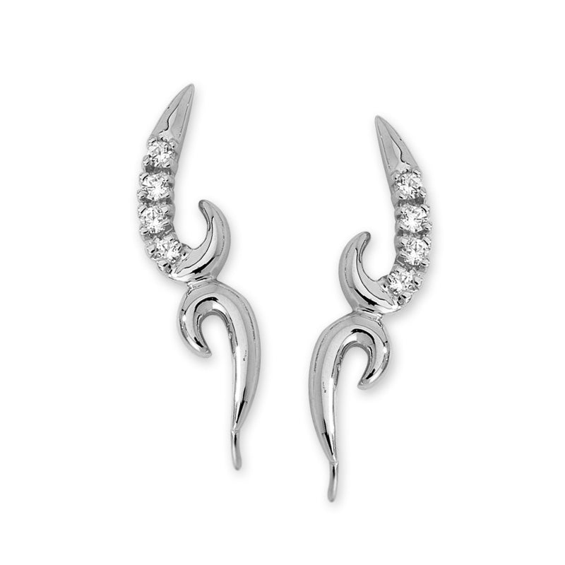 1/5ct. Twt. Diamond Kissing Curls Ear Pin Earrings 14k White Gold