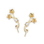 Cubic Zirconia Ear Pin Earrings in 14k Yellow Gold 