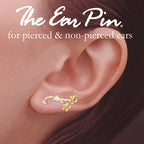 Cubic Zirconia Ear Climber Earrings - Ear Pin - 14k Yellow Gold - Flower