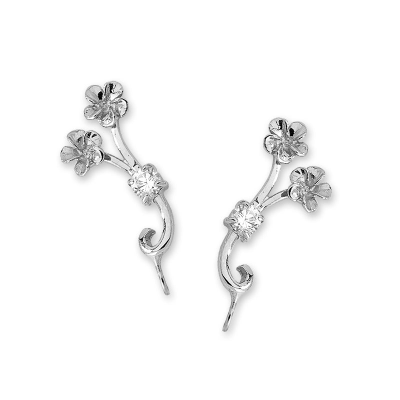 Cubic Zirconia Ear Pin Earrings in 14k Yellow Gold 