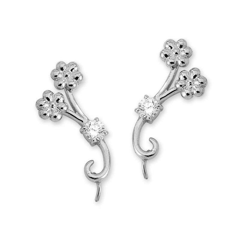 Cubic Zirconia Ear Pin Earrings in 14k Yellow Gold 