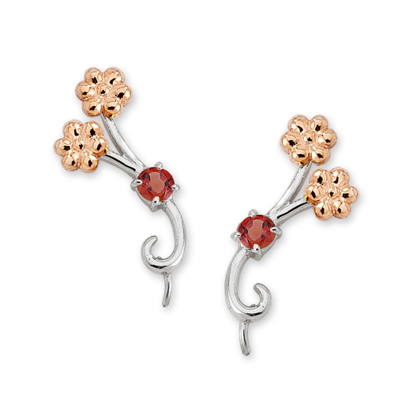 Ruby Ear Pin Earrings in 14k Yellow Gold 