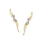 14k Yellow Gold Cubic Zirconia Swirl Center Ear Pin Earring