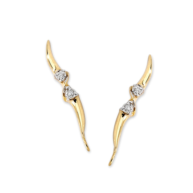 14k Yellow Gold Cubic Zirconia Swirl Center Ear Pin Earring