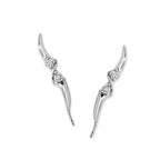14k White Gold Cubic Zirconia Swirl Center Ear Pin Earrings