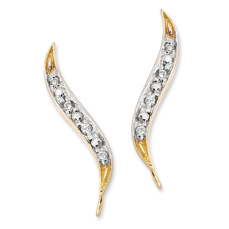 Ear Climbers Diamond Accent Ear Pin Earrings 0.08ct. Twt. 10k Yellow Gold