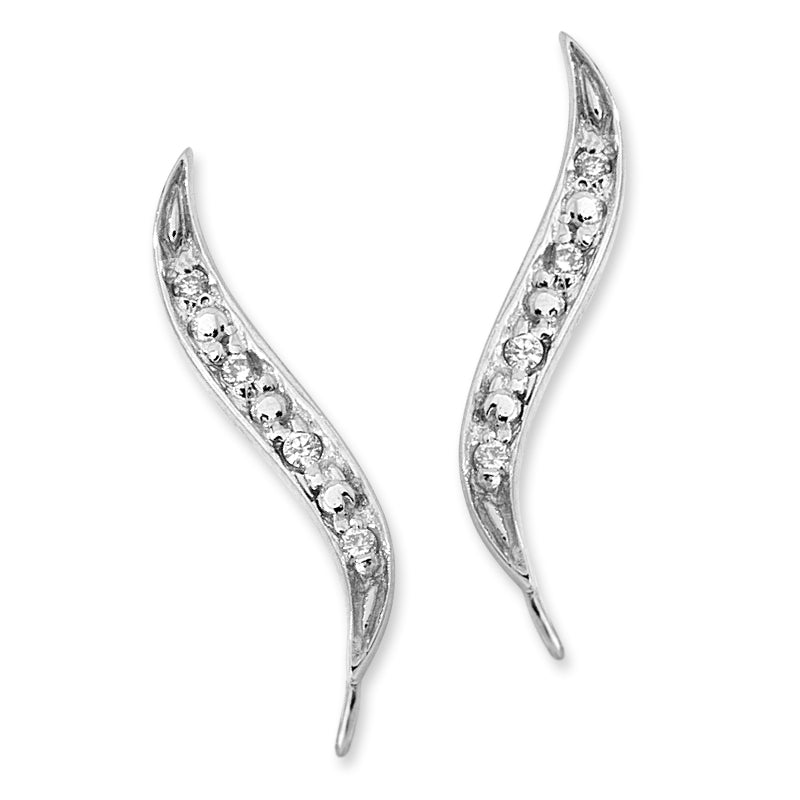 Ear Climbers Diamond Accent Ear Pin Earrings 0.08ct. Twt. 10k White Gold