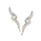 1/10thct. Twt. Diamond Double Swirl Ear Pin Earrings 14k Yellow Gold