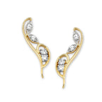 Ear Pin Ear Climber Earrings Diamond Vintage Filigree 14k Yellow Gold