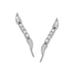 14k White Gold Cubic Zirconia Dew Drop Tips Ear Pin Earrings