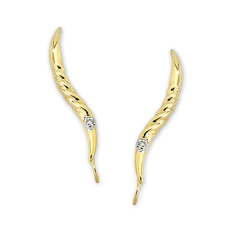 Diamond Accent Twisted Center Ear Pin Earrings 14k Yellow Gold