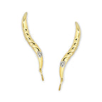 Diamond Accent Twisted Center Ear Pin Earrings 14k Yellow Gold
