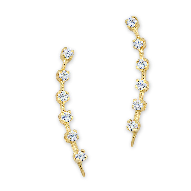 Diamond 6-in-1 Look Ear Pin Earrings in 14k Gold