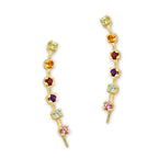 14k Gold Multi Gemstone Ear Pin Earrings