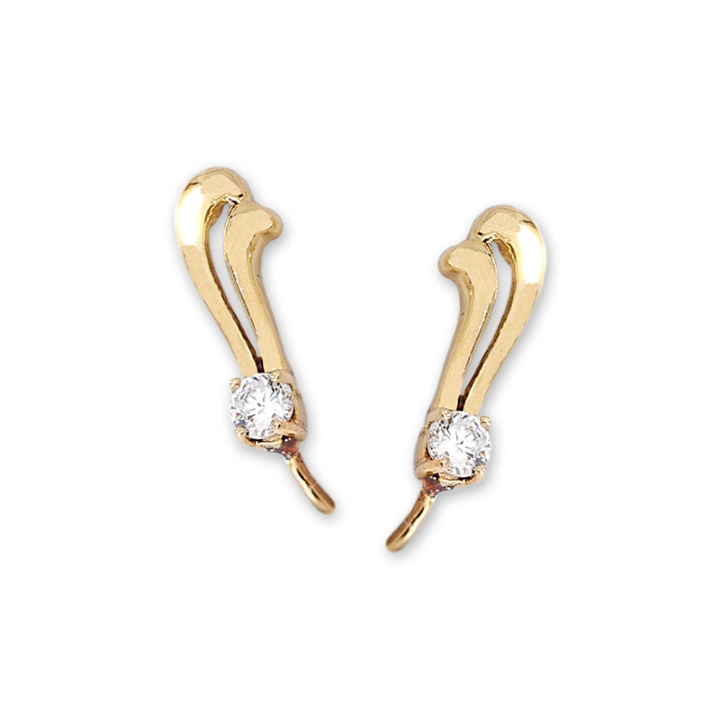 14k Yellow Gold Cubic Zirconia Short-n-Sweet Ear Pin Earrings