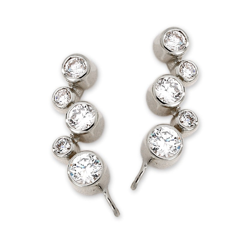 Cubic Zirconia Bubble Ear Pin Earrings