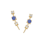 1/4ct. Diamond & Tanzanite Ear Pin Earrings 14k Yellow Gold