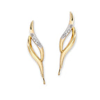 Ear Climbers Diamond Ear Pin Earrings Double Swirl 0.04ct. Twt. 10k Yellow Gold