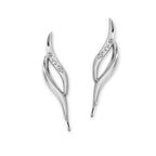 Ear Climbers Diamond Ear Pin Earrings Double Swirl 0.04ct. Twt. 10k White Gold