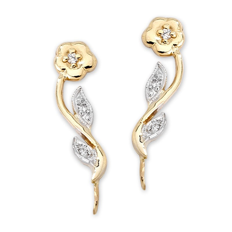 Diamond Flower Ear Pin Earrings