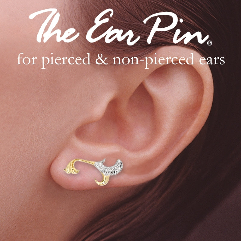 Diamond Ear Climbers Ear Pin Earrings Vine Motif 0.08ct. Twt. 10k Yellow Gold