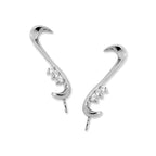 14k White Gold Cubic Zirconia Whisper Ear Pin Earrings