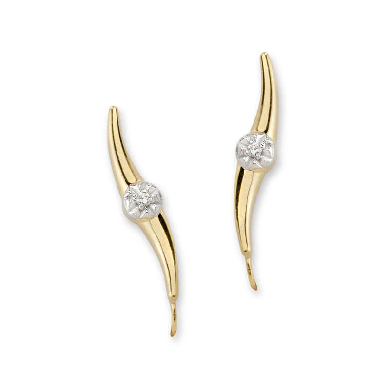 Diamond Ear Pin Earrings in Yellow Gold