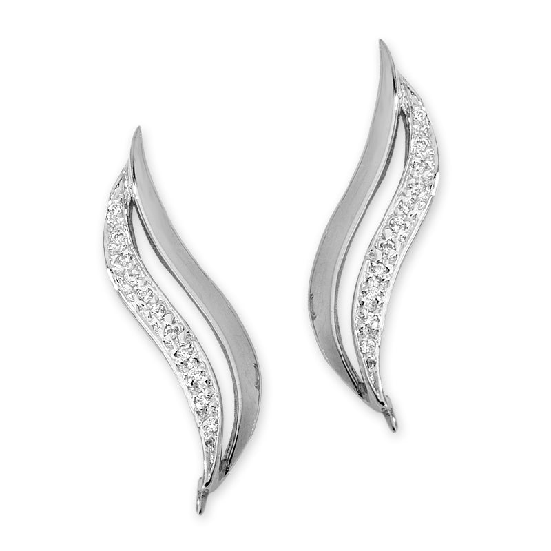 Diamond Ear Pin Earrings in White Gold