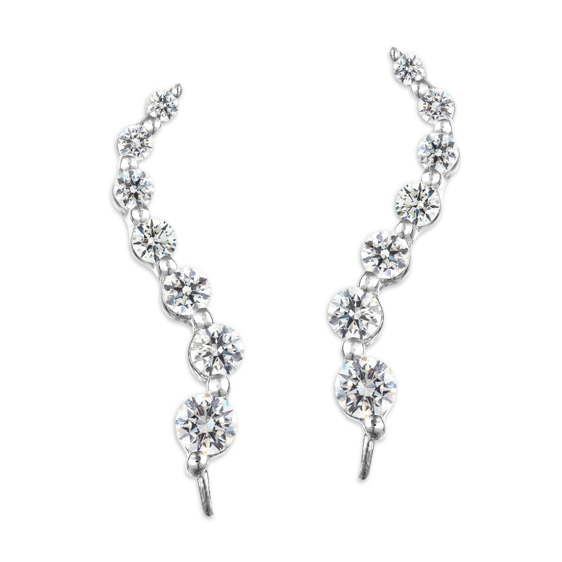 1 Carat Diamond Ear Pin Earrings in 14k White Gold