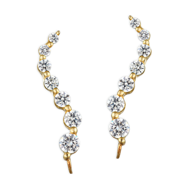 1 Carat Diamond Ear Pin Earrings 14k Yellow Gold