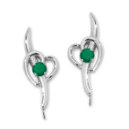 Green Onyx Heart Ear Pin Earrings Silver