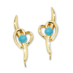 Turquoise Heart Ear Pin Earrings Gold Over Silver
