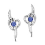 Tanzanite Heart Ear Pin Earrings 