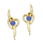 Tanzanite Heart Ear Pin Earrings Gold Over Silver