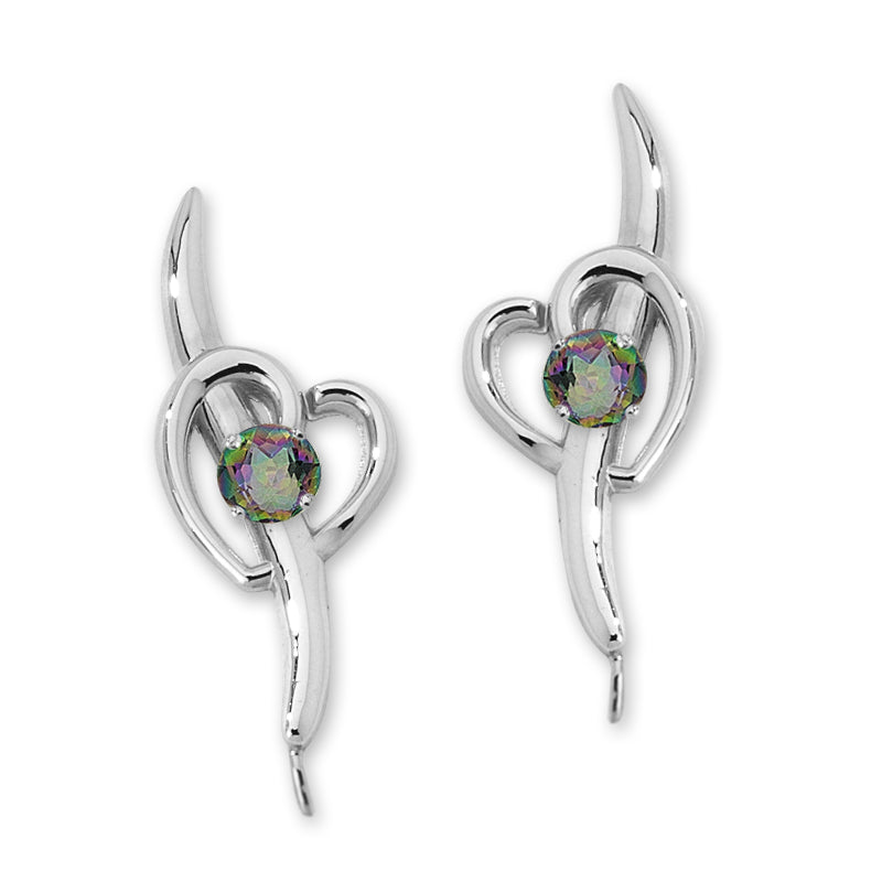 Mystic Topaz Heart Ear Pin Earrings Silver