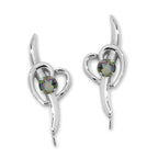 Mystic Topaz Heart Ear Pin Earrings Silver
