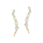 14k Yellow Gold Cubic Zirconia Journey Ear Pin Earrings - Small Version
