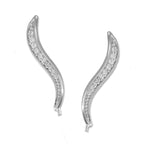 Ear Climbers Tapered Swirl of Diamonds 1/6ct. Twt. Cut Ear Pin Earrings 14k Gold