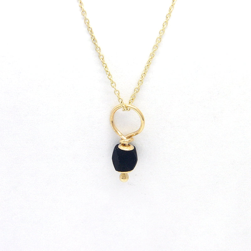 Jet Azabache Pendant 3mm Size 14k Yellow Gold
