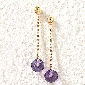 Amethyst Faceted Bead Dangle Enhancer Earrings in 14k Yellow Gold