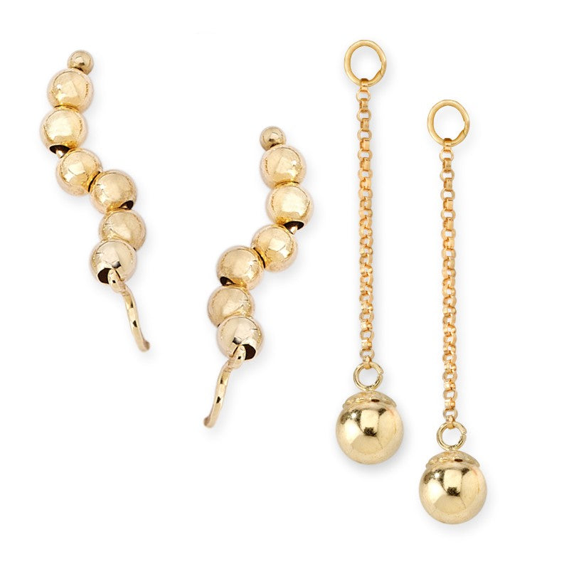 14kt Gold Bead EarPin Earrings with Bead Enhancer Earrings