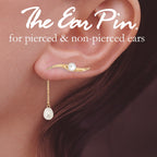 Pearl Ear Climber Earrings - Freshwater Pearl with Pearl Dangle Enhancer Earrings - Ear Pin - 14k Yellow Gold