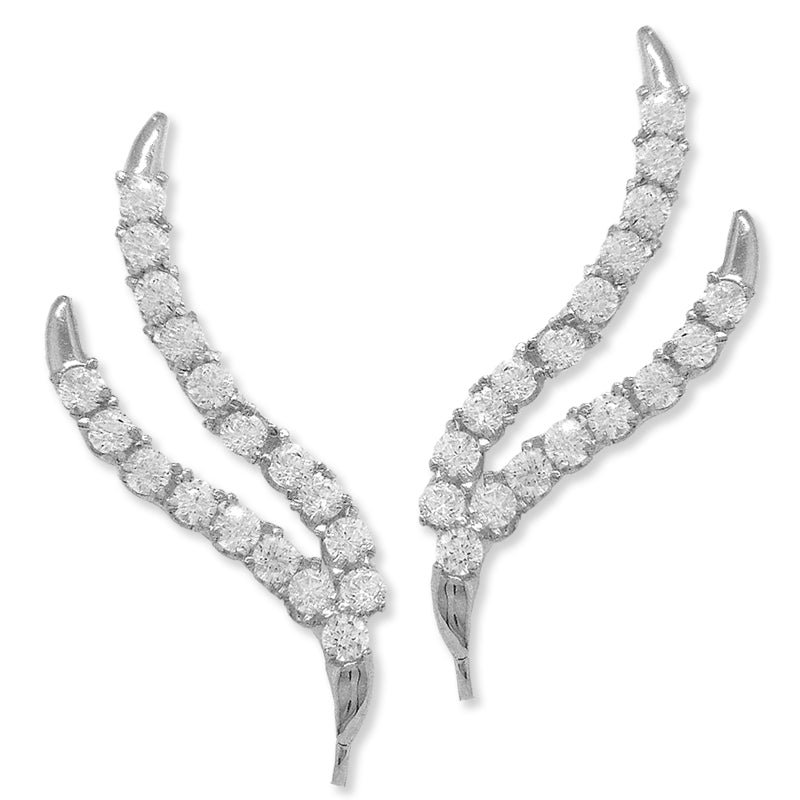 Ear Climber Earrings Ear Pin Double Branch Cubic Zirconias Large Version