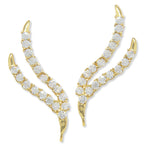 Ear Climber Earrings Ear Pin Double Branch Cubic Zirconias Large Version